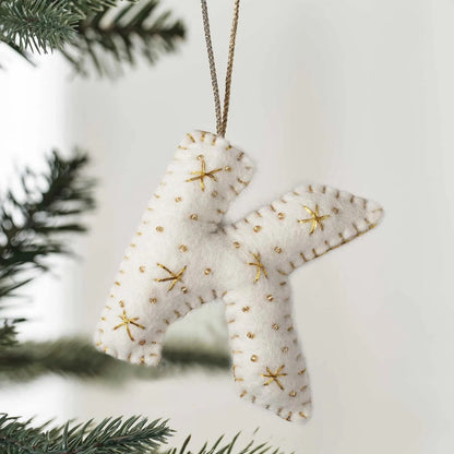 Personalized Felt Letter Christmas Ornament: Hand Embroidered Initial
