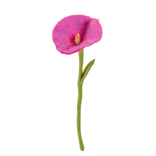 Handmade Wool Felt Morning Glory – Needle Felted Wildflower, Botanical Decor, Long Stem Felt Flower