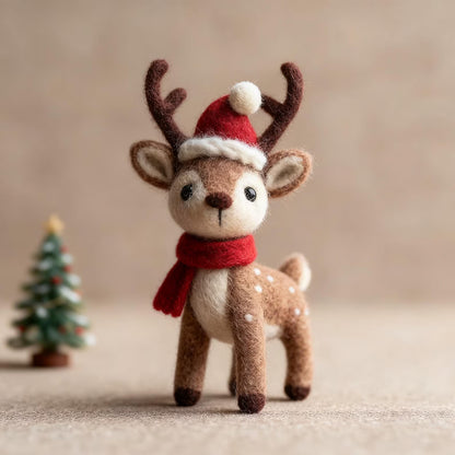 Handmade Wool Felt deer |  Cute Holiday Decor | Christmas Ornament | Felt Plush Gift | Winter Collectible
