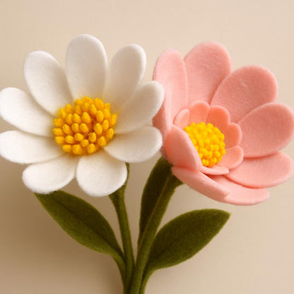 Handmade Pastel Felt Flower Bouquet | Ceramic Vase Arrangement