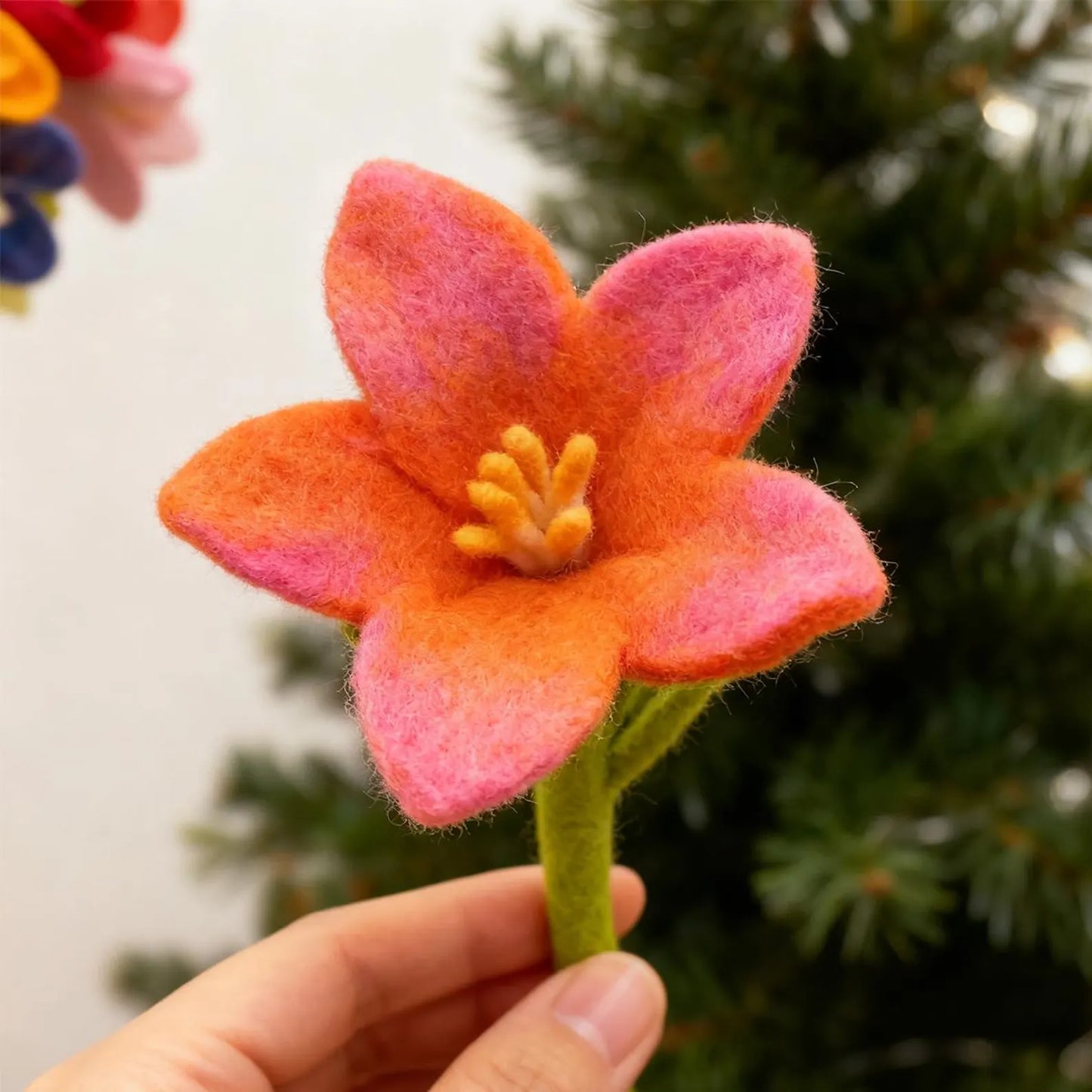 Wool Felt Flower Bouquet, Handmade Felt Flowers, Gift for Mom, Everlasting Home Decor