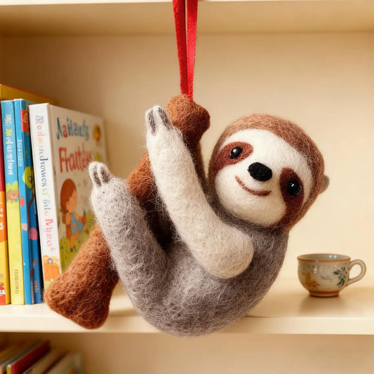 Wool Felt Sloth Ornament, Christmas Tree Decoration, Handcrafted Wool Felt Animals, Personalised Keepsake Gifts, Presents For Children
