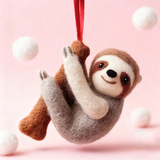 Wool Felt Sloth Ornament, Christmas Tree Decoration, Handcrafted Wool Felt Animals, Personalised Keepsake Gifts, Presents For Children