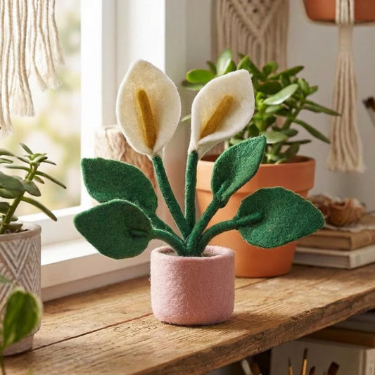 Peace Lilly Standing Plant Handmade Felt Decoration