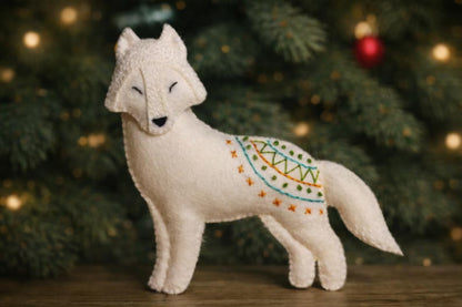 White Wolf Felted Ornaments | Christmas ornaments