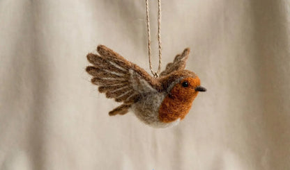 Handmade Felt Robin Bird Ornament – 5 Inch Cute Hanging Bird Decoration for Home & Gifting