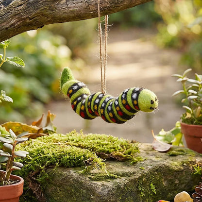 Carl the Caterpillar Hanging Decoration: Needle Felt Fair Trade Wool