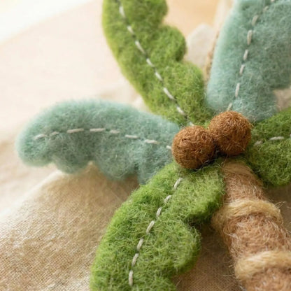 Handmade Wool Felt Palm Tree Charm, Cute Coconut Tree Bag Accessory, Tropical Boho Hanging Decor, Needle Felted Beach Gift for Her