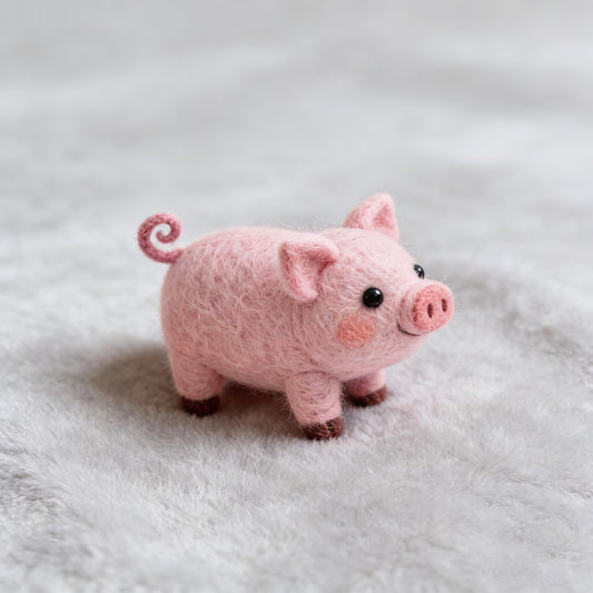 Felt Wool Cute Pink Pig Ornament, Personalised Keepsake Gifts, Handmade Felt Wool Pig , Holiday Gifts, Children's Gift, Desktop Ornaments