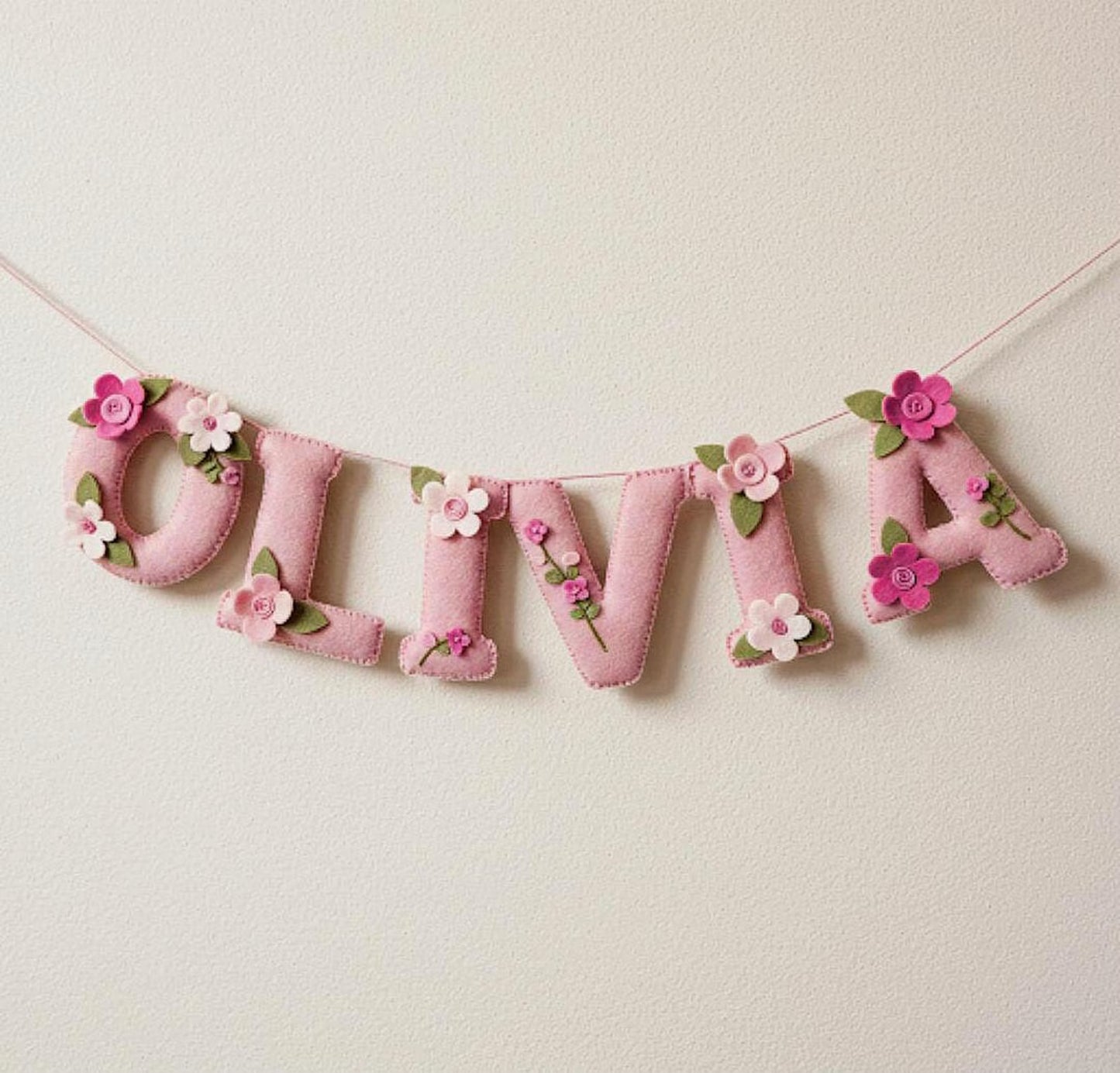 Custom Name Garland , Flowers Custom Name Decor, Felt Name, Felt Name Garland, Nursery Decoration, Baby Shower, Christening, Newborn Gift