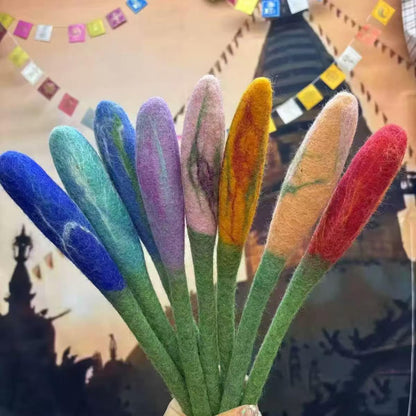 Handmade Felt Flower Bud | Wool Floral Stem for Home Decor, Styling, Arrangements