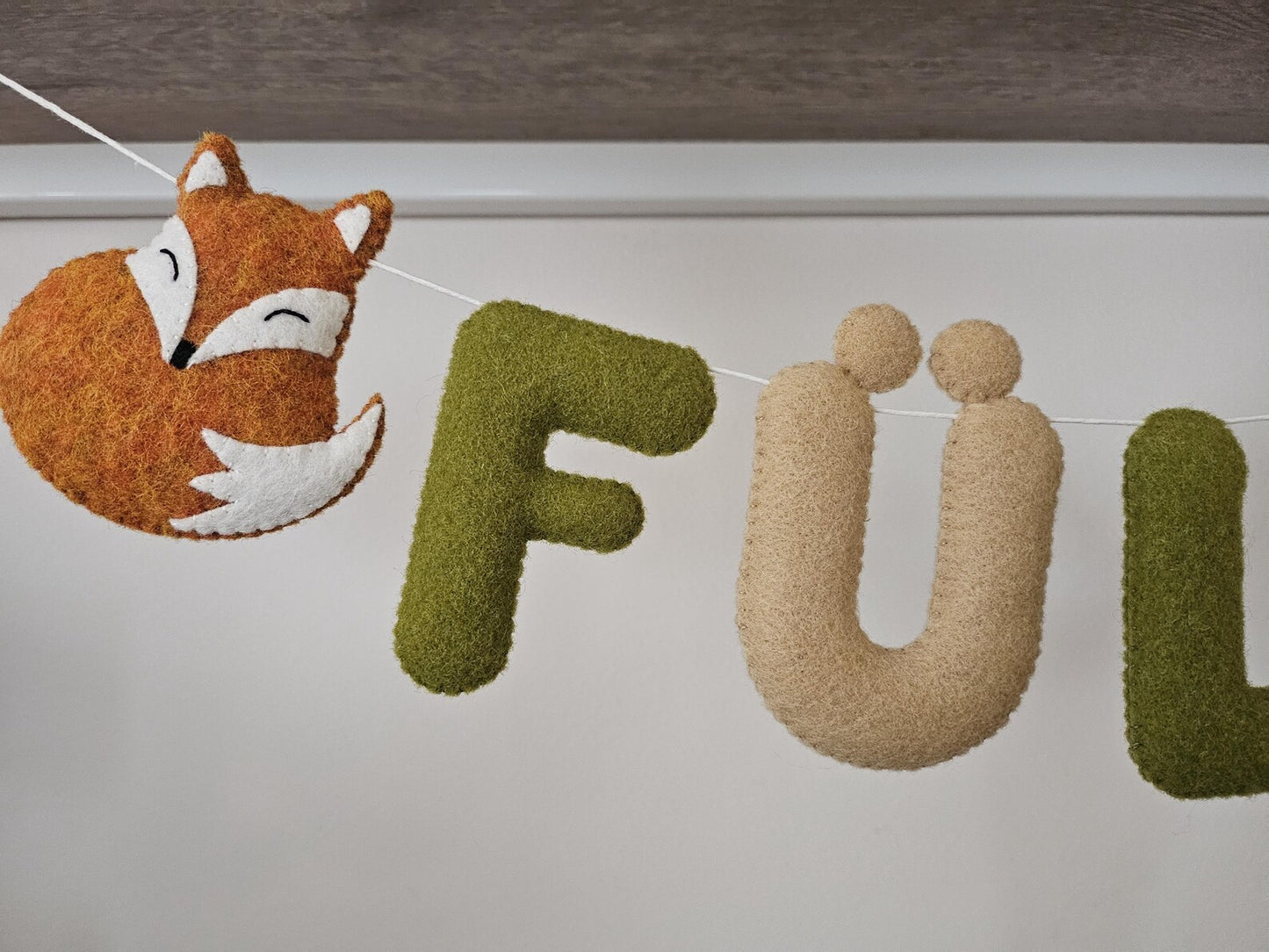 Personalized Felt Name Banner with Foxes: Handmade Nursery Garland