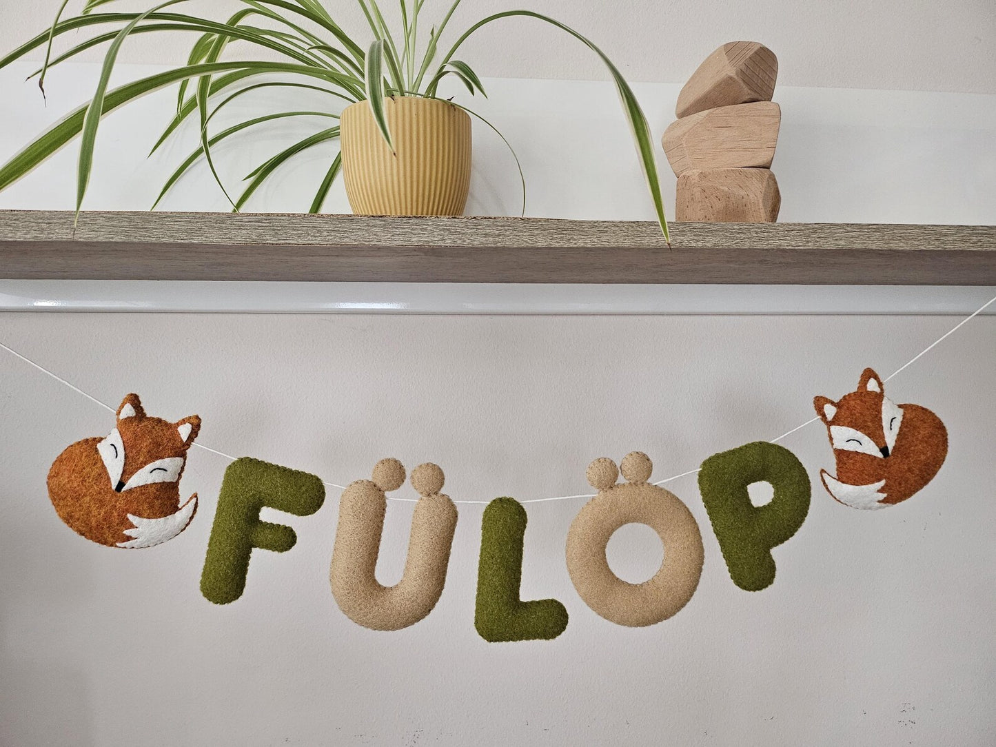 Personalized Felt Name Banner with Foxes: Handmade Nursery Garland
