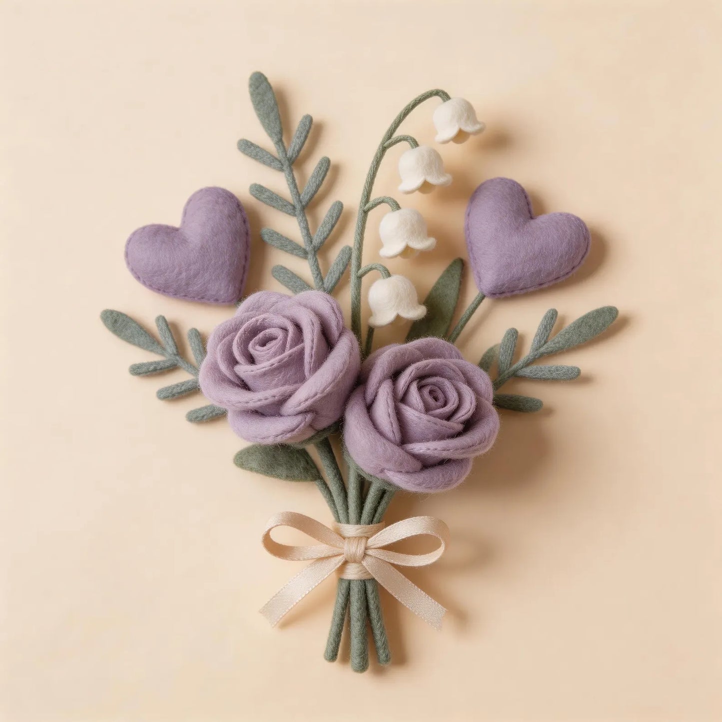 Felt heart & purple Rose Bouquet, Mother's Day Gift, 2026 Graduation Star Floral Keepsake