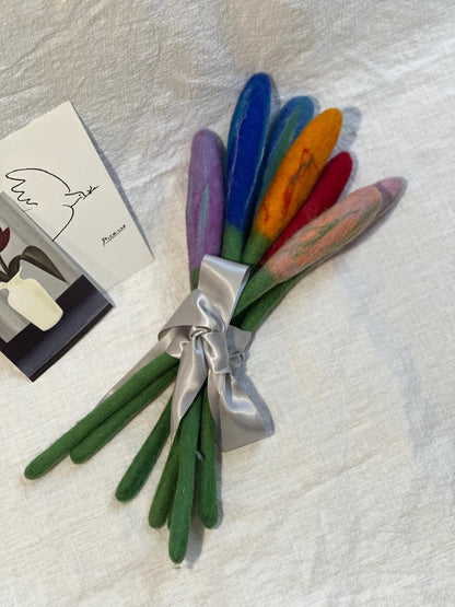 Handmade Felt Flower Bud | Wool Floral Stem for Home Decor, Styling, Arrangements