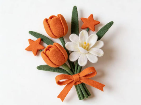 Handmade Felt Flower Bud | Wool Floral Stem for Home Decor, Styling, Arrangements