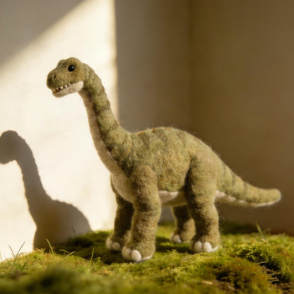 Handmade Wool Dinosaur Figurine, Needle Felt Brontosaurus, Cute Dino Ornament, Forest Nursery Decor, Small Dino Gift