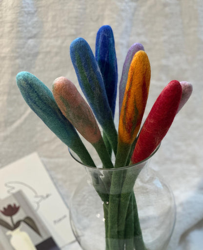 Handmade Felt Flower Bud | Wool Floral Stem for Home Decor, Styling, Arrangements