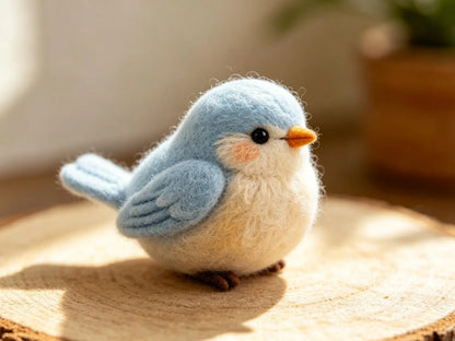 Handmade Felt Blue Bird – 5 Inch Cute Wool Felt Bird Decoration for Home & Gifting