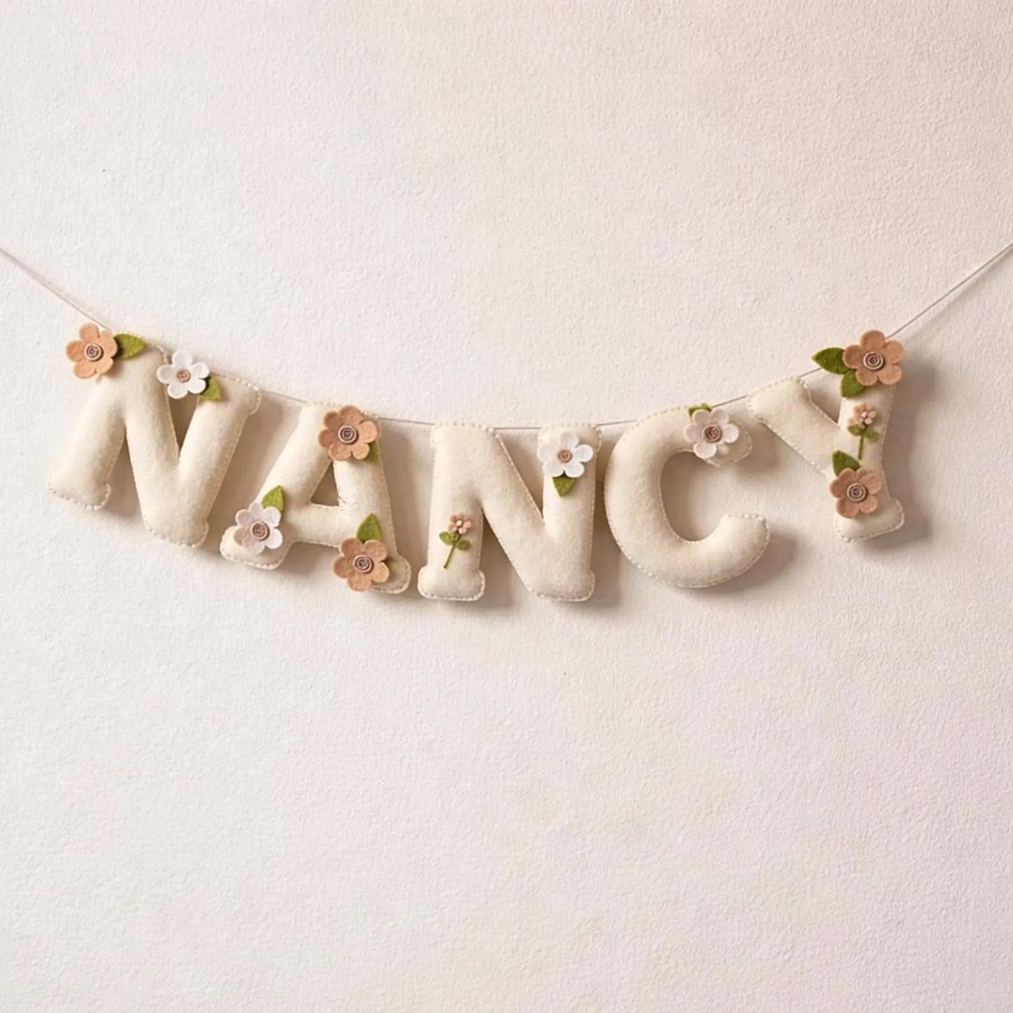 Custom Name Garland , Flowers Custom Name Decor, Felt Name, Felt Name Garland, Nursery Decoration, Baby Shower, Christening, Newborn Gift