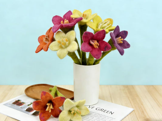Handmade Wet Felted Wool Flower Arrangement, Mother's Day Floral Gift，Memorial Day gift，Floral arrangement，Home decoration