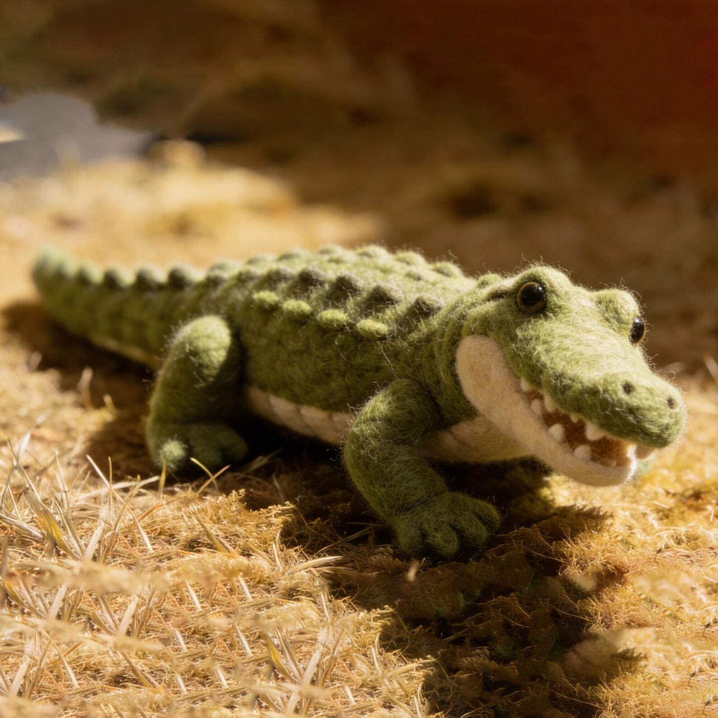 Felt Crocodile Toy, Handmade Animal Plush, Montessori Toy, Educational Animal Figure, Gift for Boys, Jungle Animal Decor