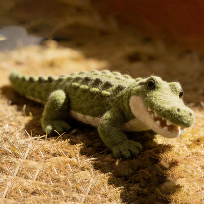 Felt Crocodile Toy, Handmade Animal Plush, Montessori Toy, Educational Animal Figure, Gift for Boys, Jungle Animal Decor