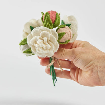 Peonies Flower Bouquet with Vase, Hand Felted Forever Flowers, Handmade Spring Decor