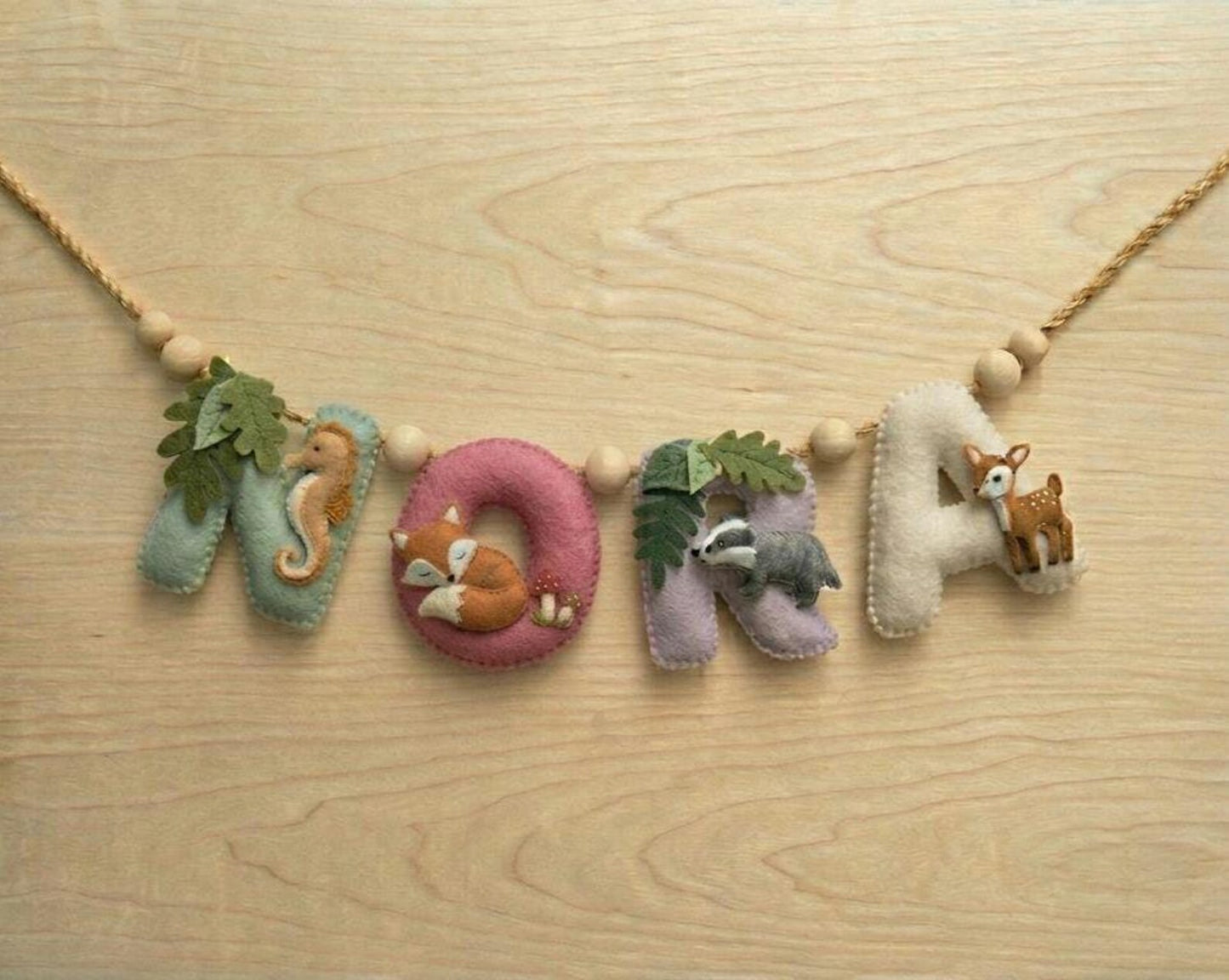 Custom Coastal Name Garland , Custom Name Decor, Baby Safari Garland, Animals Felt Name Garland,Nursery Decoration, Baby Shower,Newborn Gift