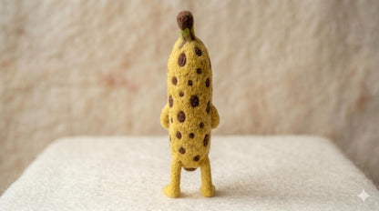 Handmade Needle Felted Banana Character Figurine – Cute Wool Fruit Doll Waldorf Kitchen Decor