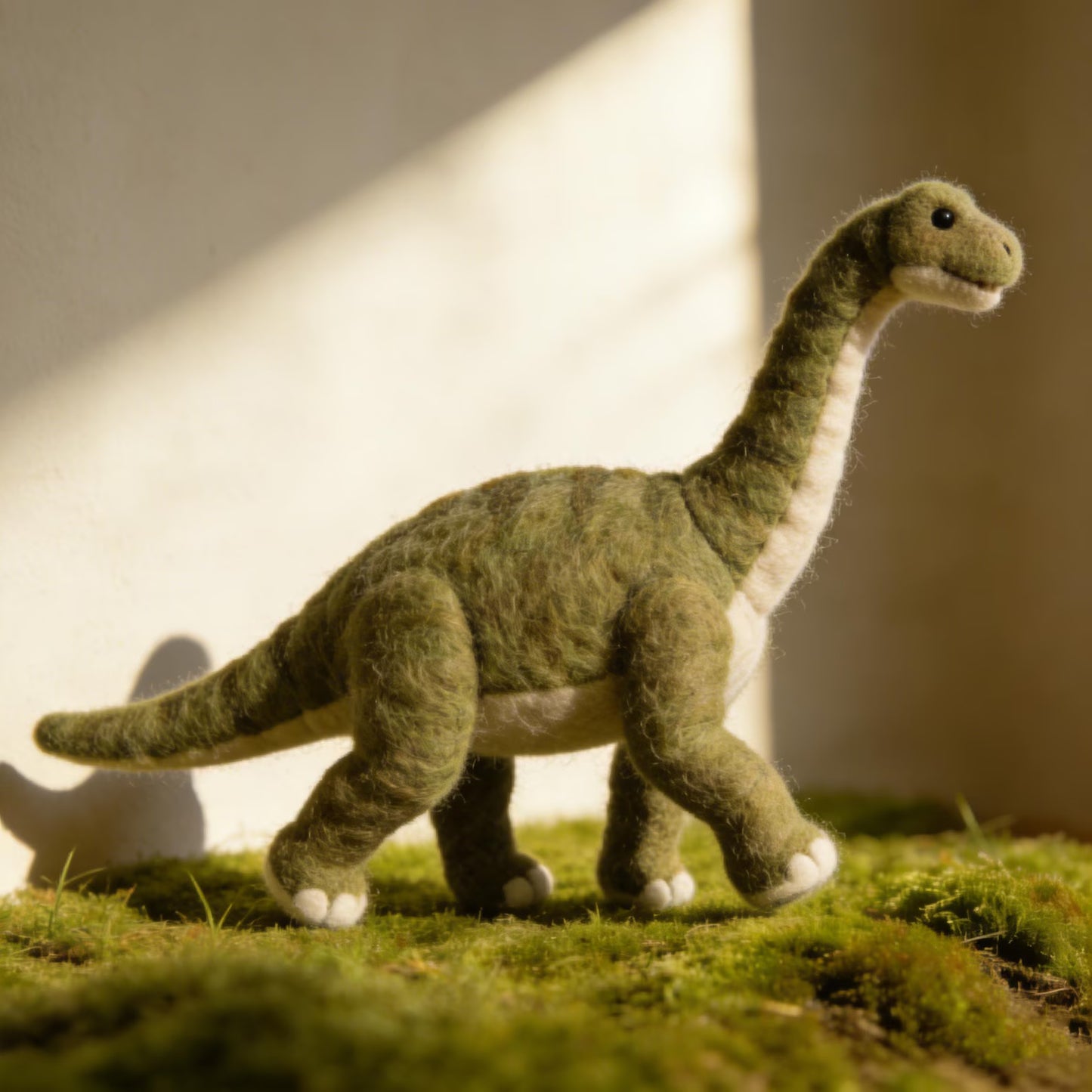Handmade Wool Dinosaur Figurine, Needle Felt Brontosaurus, Cute Dino Ornament, Forest Nursery Decor, Small Dino Gift