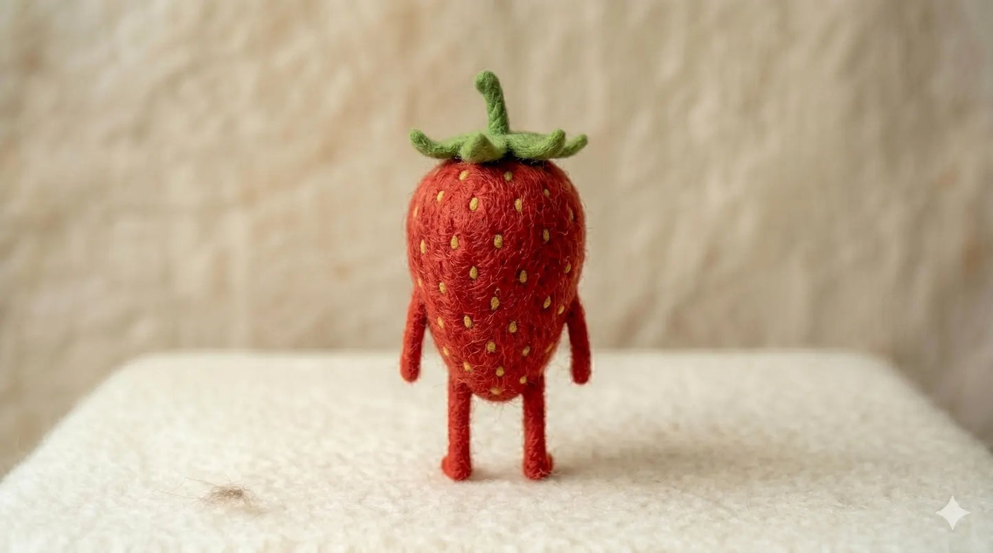 Needle Felted Handmade Wool Strawberry Figurine – Decorative Collectible for Desk & Nursery Display, Father's Day gift