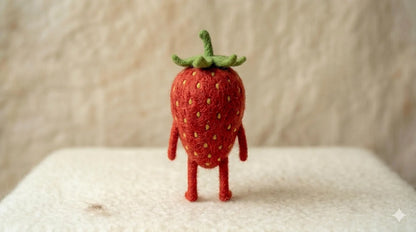 Needle Felted Handmade Wool Strawberry Figurine – Decorative Collectible for Desk & Nursery Display, Father's Day gift