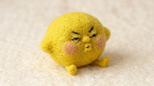 Felted Wool Lemon Character, Handcrafted Cozy Decor, Cottagecore Shelf Sitter, Small Fruit Gift, Father's Day gift