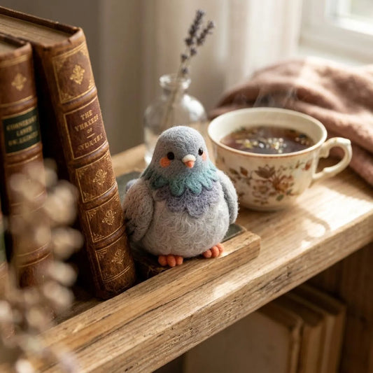 Needle Felting Kit: Chubby Pigeon Bird Craft , Merino Wool DIY Hobby