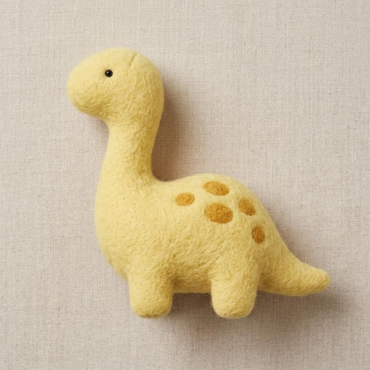 Beginner Needle Felting Kit: Yellow Dinosaur DIY Craft Set – Stress Relief Hobby