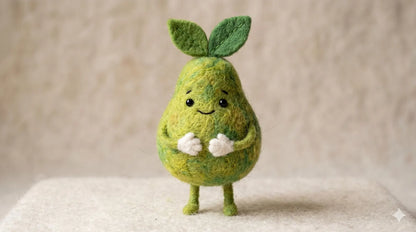 Handmade Needle Felted Avocadoll Figurine – Cute Wool Avocado Fruit Character Waldorf Decor