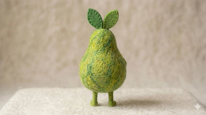 Handmade Needle Felted Avocadoll Figurine – Cute Wool Avocado Fruit Character Waldorf Decor
