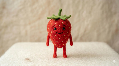 Needle Felted Handmade Wool Strawberry Figurine – Decorative Collectible for Desk & Nursery Display, Father's Day gift
