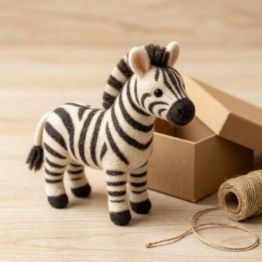 Needle Felting Kit Zebra DIY Craft Set Beginner Friendly Stress Relief Gift for Her