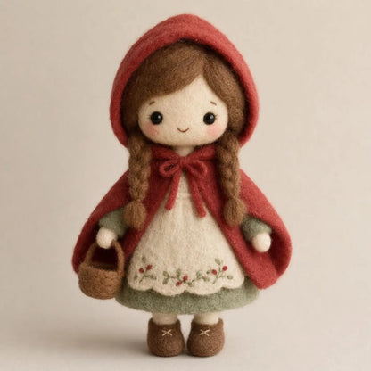 Handmade Needle Felted Little Red Riding wool Doll – Wool Storybook Figurine Waldorf Decor