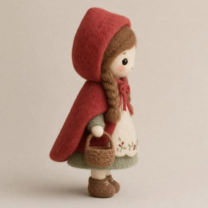 Handmade Needle Felted Little Red Riding wool Doll – Wool Storybook Figurine Waldorf Decor