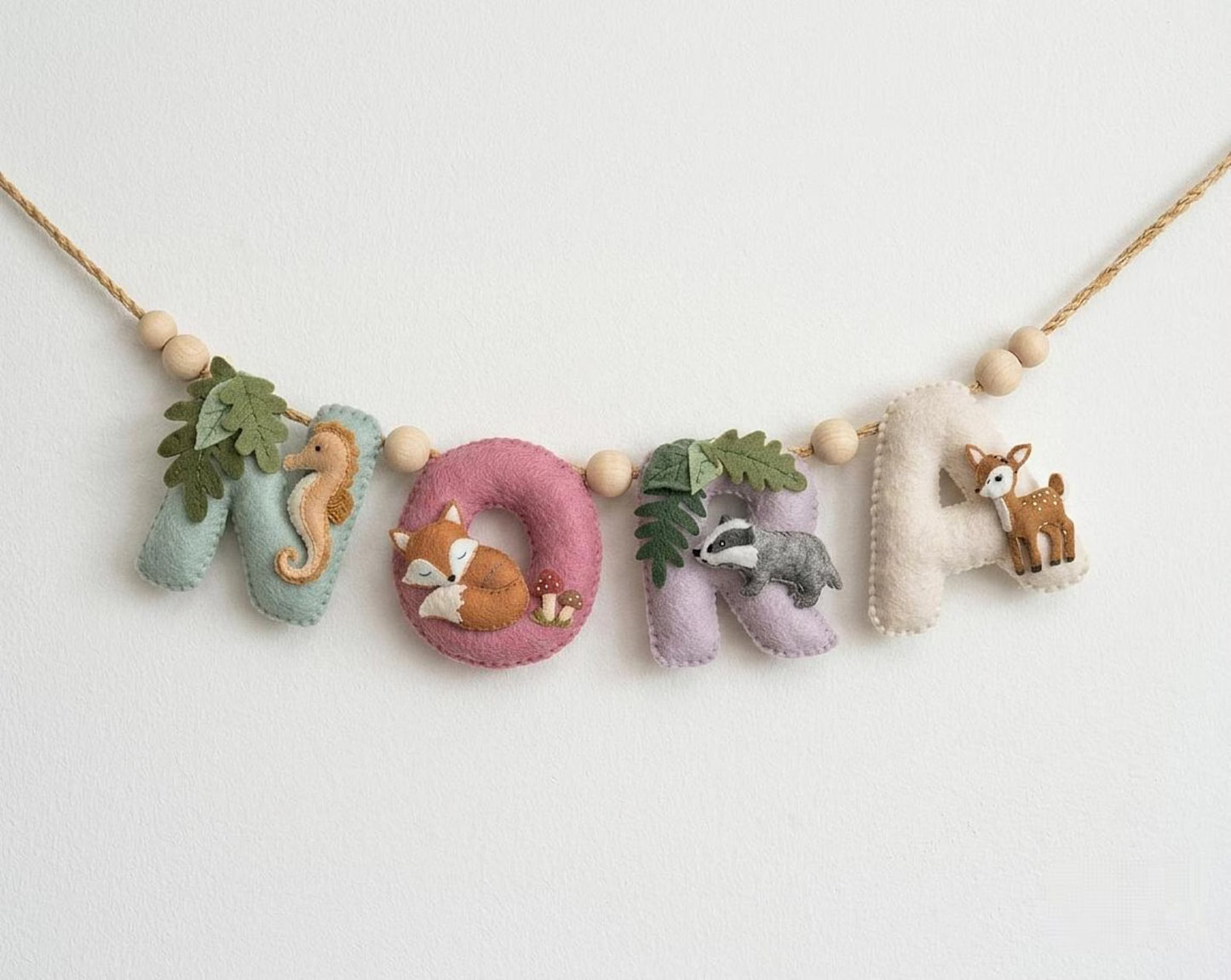 Custom Coastal Name Garland , Custom Name Decor, Baby Safari Garland, Animals Felt Name Garland,Nursery Decoration, Baby Shower,Newborn Gift
