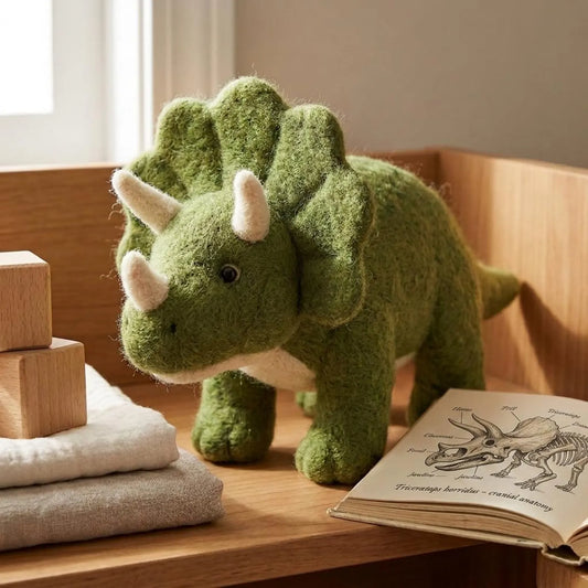 Beginner Needle Felting Kit: Triceratops Dinosaur DIY Craft Set (3 Inch)