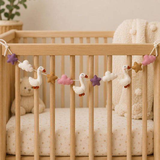 Personalized Felt Goose Name Garland, Custom Baby Nursery Decor, Crib Banner, Baby Shower Gift