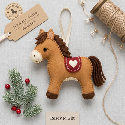 Felt Horse Ornament Sewing Pattern  | Felt Animal | DIY Christmas Horse Decor | Printable Hand Sewing Pattern