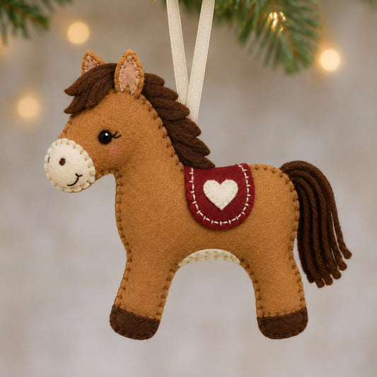 Felt Horse Ornament Sewing Pattern  | Felt Animal | DIY Christmas Horse Decor | Printable Hand Sewing Pattern