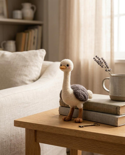 Needle Felting Kit: Beginner Ostrich Craft Set, DIY Bird Felt Ornaments