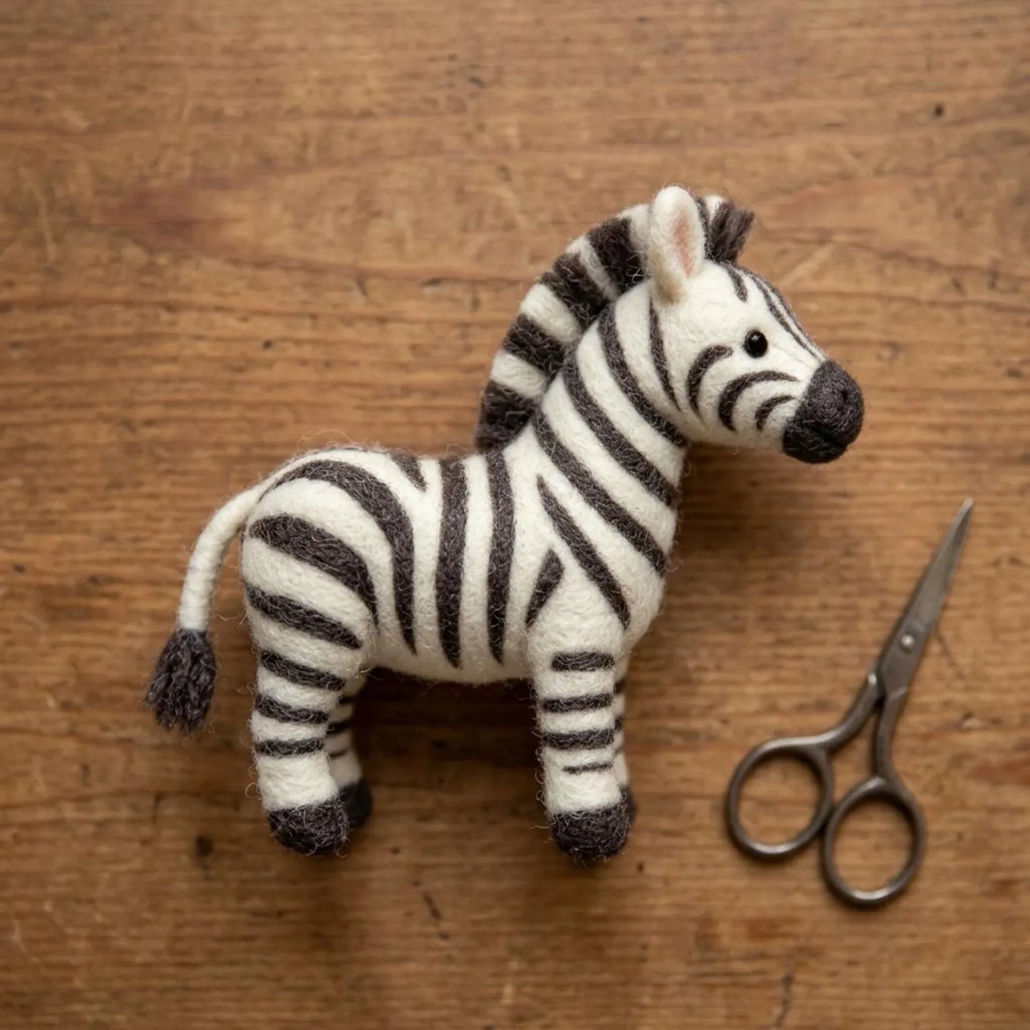 Needle Felting Kit Zebra DIY Craft Set Beginner Friendly Stress Relief Gift for Her