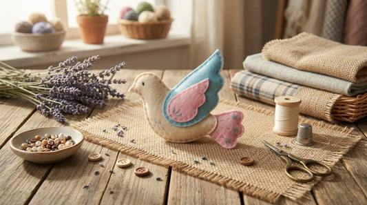 Felt Bird Sewing Pattern, Hand-Stitched Peace Bird Ornament
